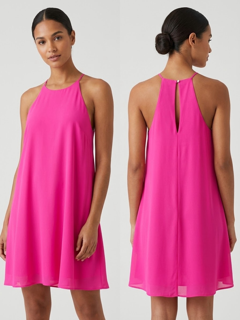 Everly Hot Pink Halter Mini Dress